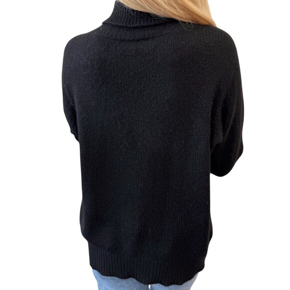 CHANEL Vintage Big CC Logo Knit Sweater Turtleneck Top Black Cashmere [105663] - Picture 4 of 12